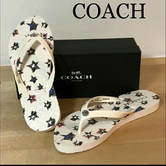 Coach Shoes - Coach Abbigail Star Rubber Chalk Flip-flops